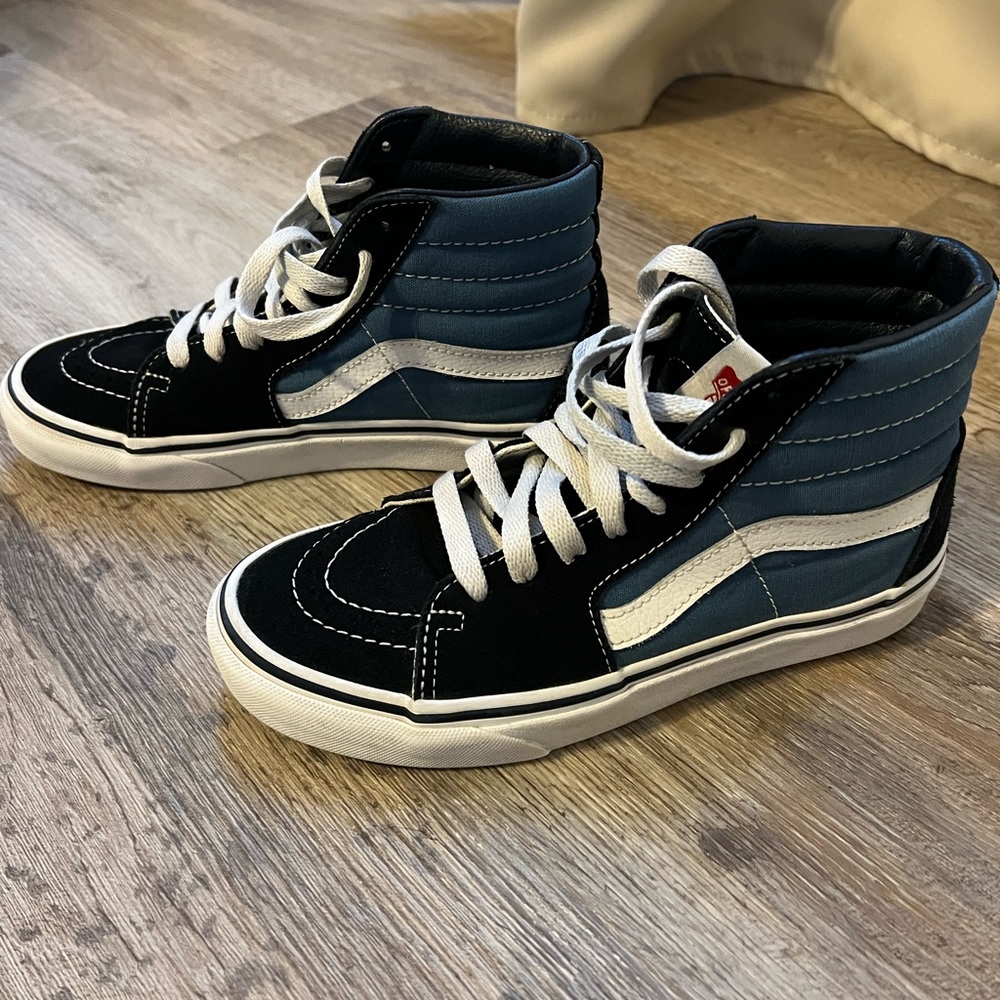 Vans high top shoes black and blue size 4 boys or 5.5 girls